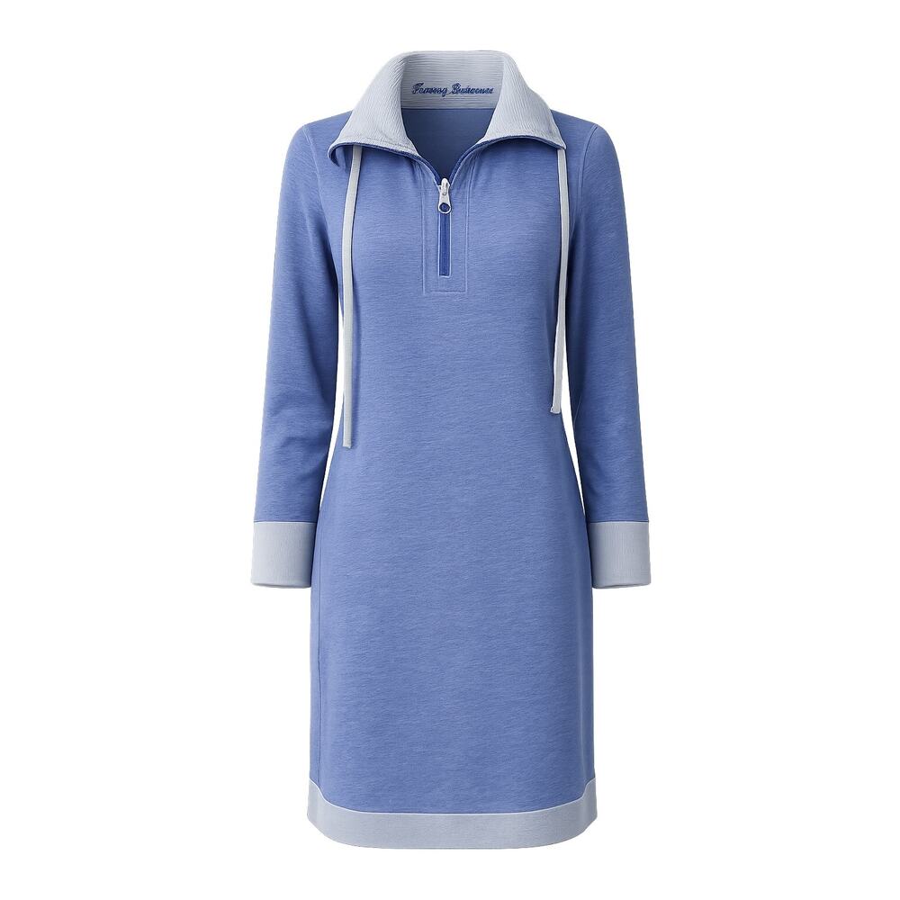 Tommy Bahama Blue Half Zip Knit Dress Long Sleeve Casual Lounge Size Medium